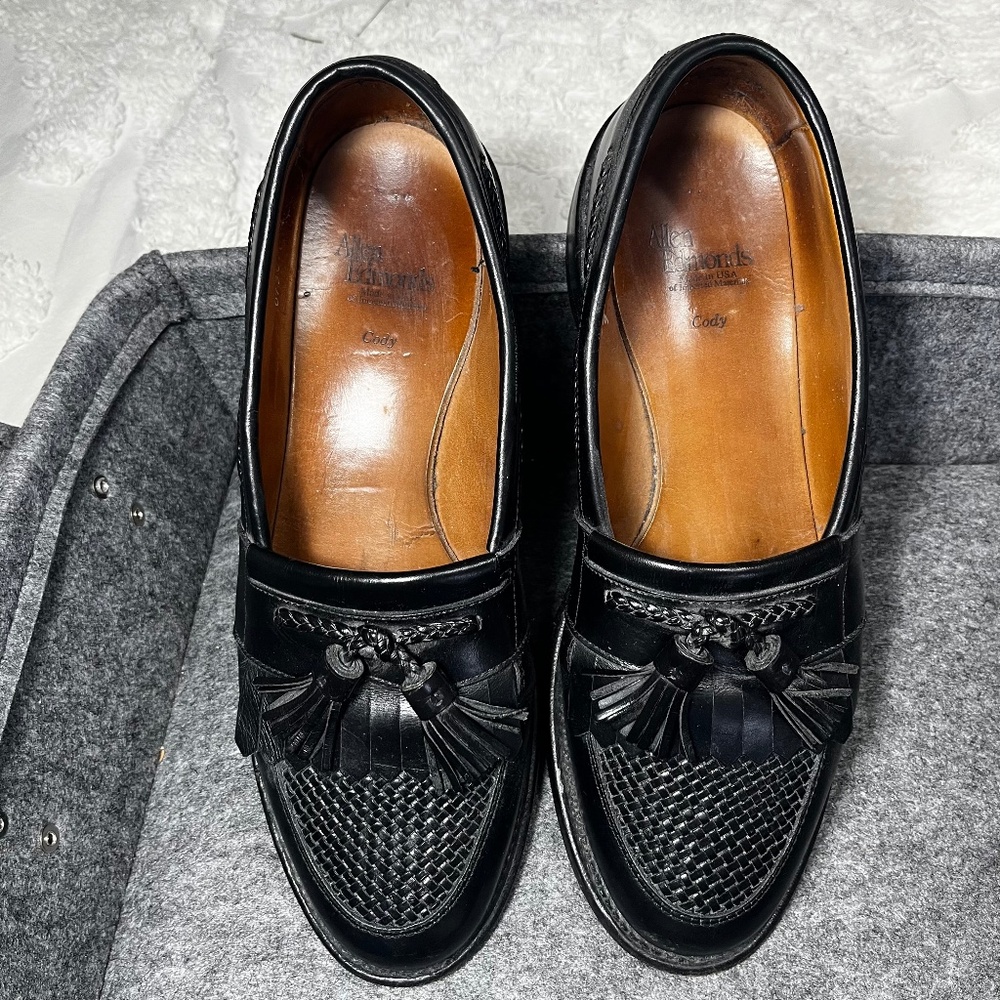 Allen Edmonds Vintage Woven Tassel Black Loafers Size 9C
